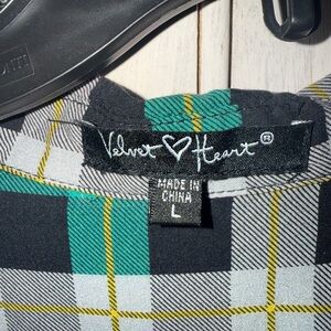 Velvet Heart Checkered Shirt - Black, White, Teal